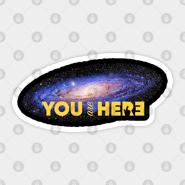 You are here: Milky Way galaxy map Sticker by Synthwave1950